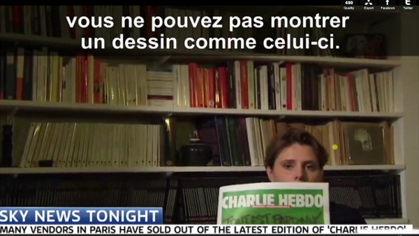 Caroline Fourest montre la une de Charlie Hebdo, Sky News interrompt l’interview et présente ses excuses